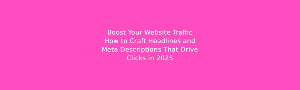 Boost Your Website Traffic: How to Craft Headlines and Meta Descriptions That Drive Clicks in 2025